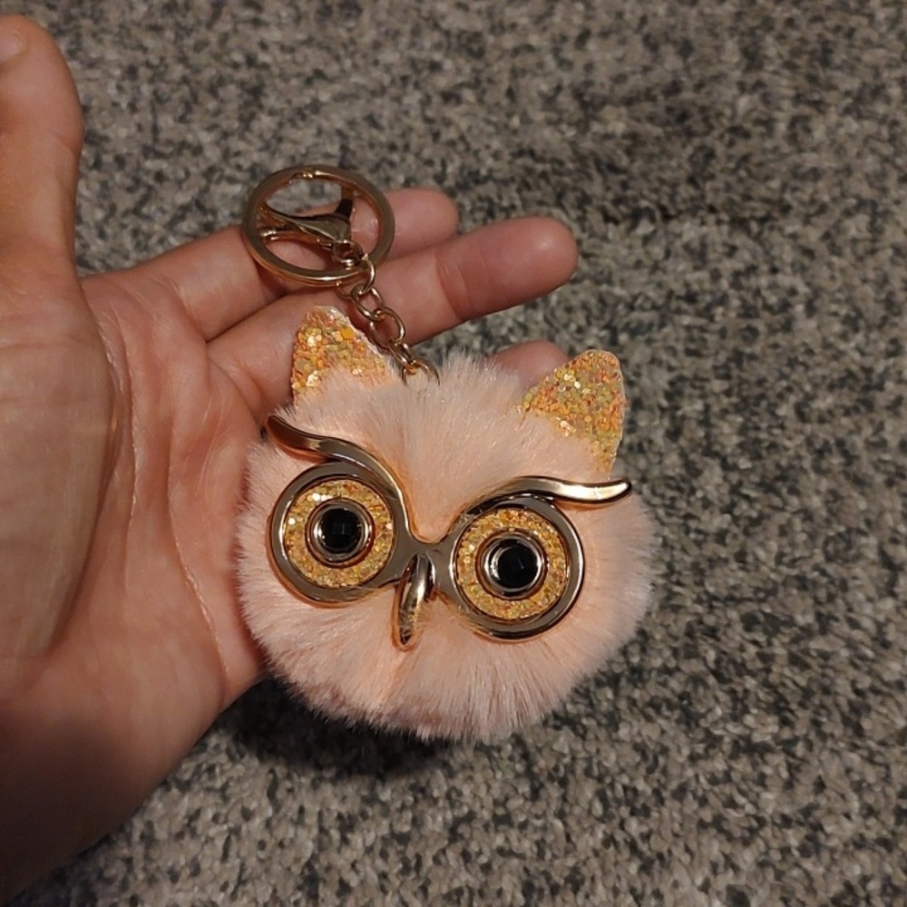 Owl Keychain with Gold Accents